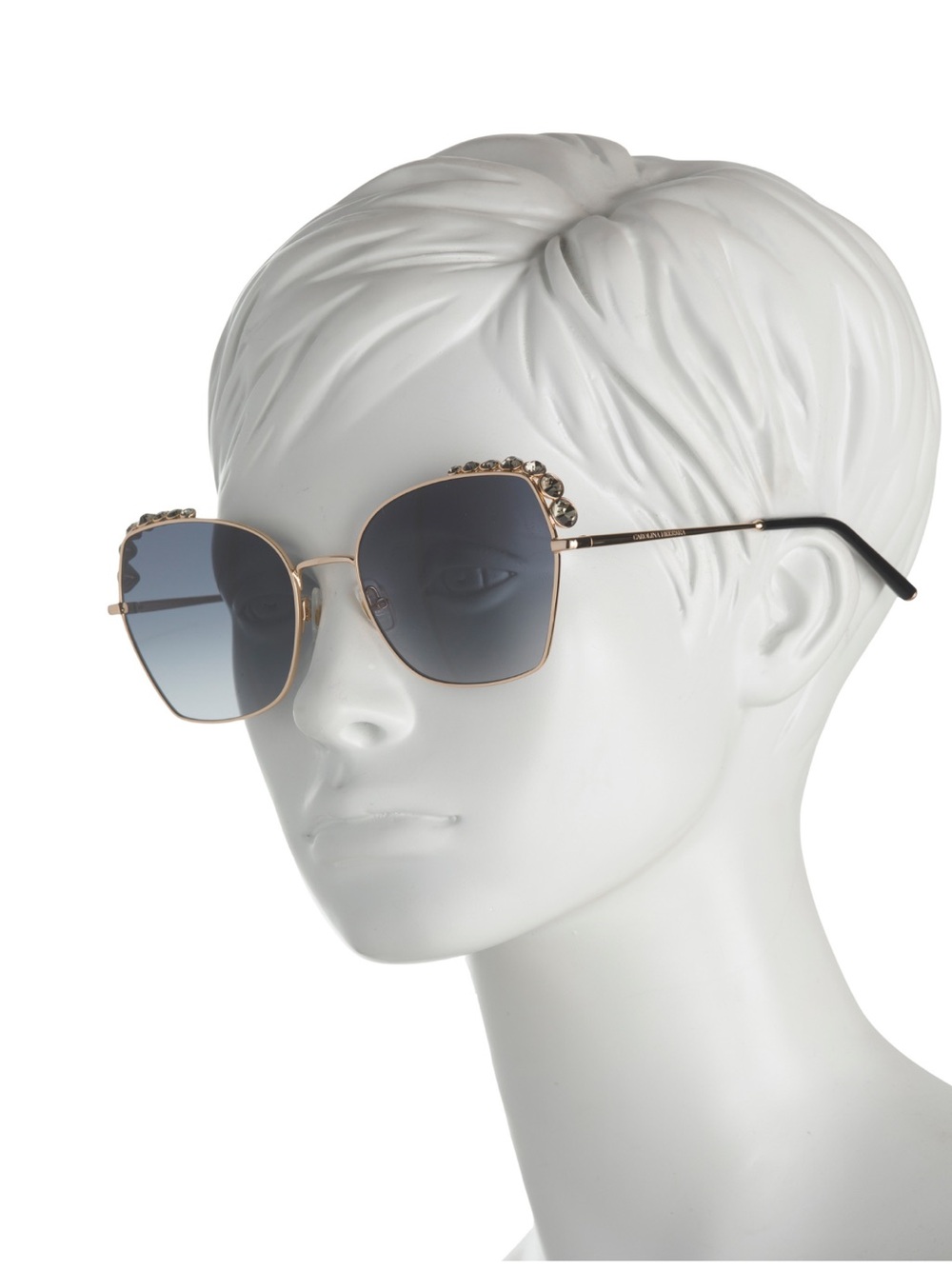 Brand New Carolina Herrera Rose Gold Swarovski Crystal Cat Eye Sunglasses